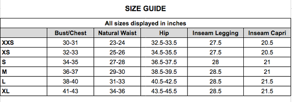 Sizing Guide for FitForBarre.com