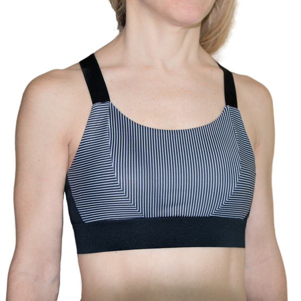 Fit For Barre Adjustable Sports Bra with black and white pinstripes.